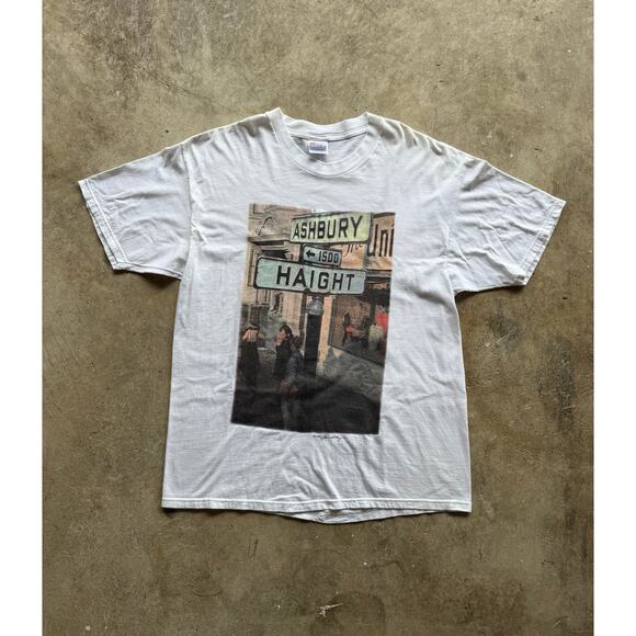 1995 Haight Ashbury Gene Anthony White Photo Art Tee Size XL Counterculture - Picture 1 of 8